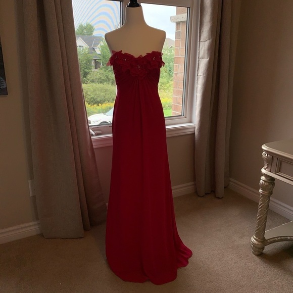 Never worn - NWOT David’s Bridal Hot Pink Strapless Dress - Picture 3 of 7